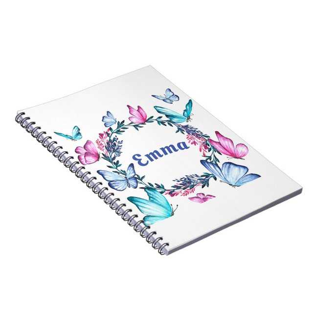 Butterfly Name Spiral Photo Notebook (A beautifully illustrated notebook featuring a vibrant floral wreath.  )