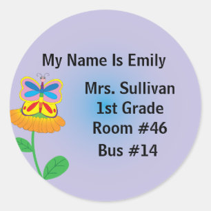 Butterfly Nametag Classic Round Sticker