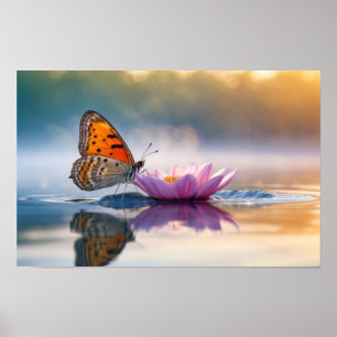 Butterfly Nature Colourful Wildlife Serene Flowers Poster