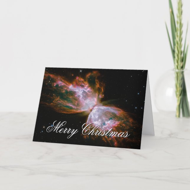 Butterfly Nebula Celestial Photo Holiday Card (Front)