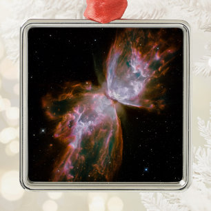 Butterfly Nebula Print Metal Tree Decoration