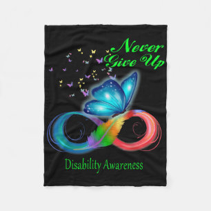 Butterfly Never Give Up Disability Awareness _1 Fleece Blanket