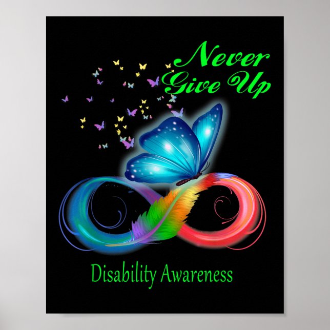 Butterfly Never Give Up Disability Awareness _1  Poster (Front)