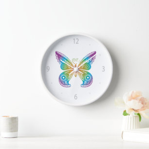 Butterfly New Beginning Pretty Nature Colourful Clock