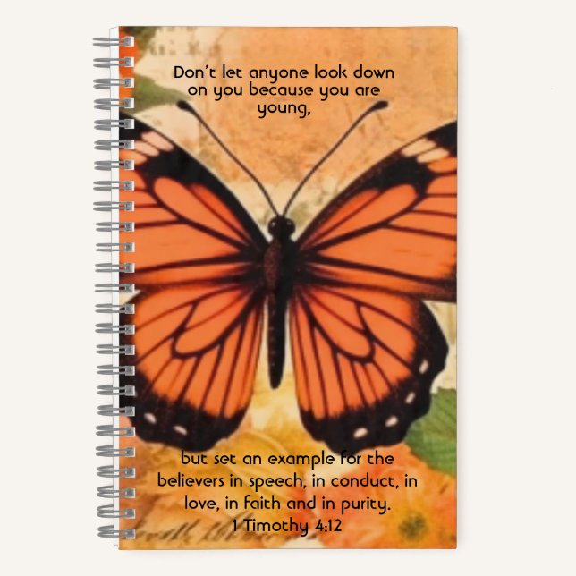Butterfly Notebook 1 Timothy 4:12 (Front)