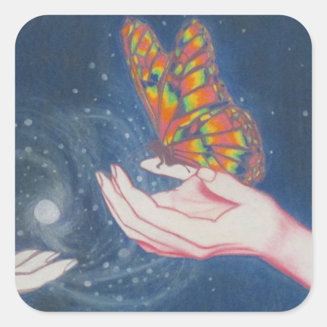 Butterfly of Friendship Square Sticker (Front)