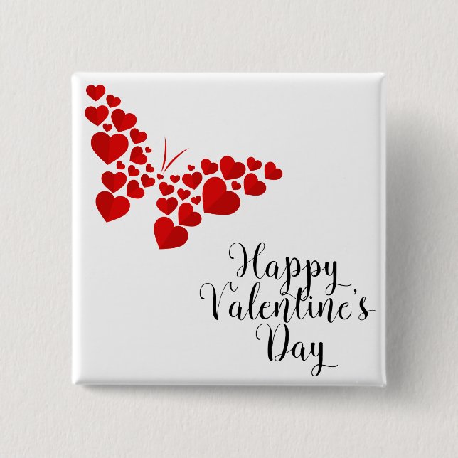 Butterfly of hearts 15 cm square badge (Front)