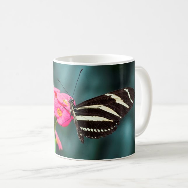 Butterfly on a flower coffee mug (Front Right)