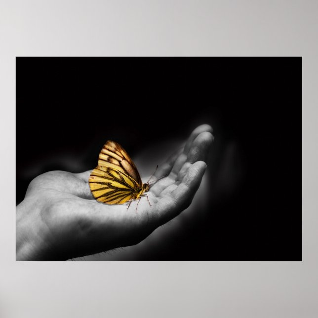 butterfly on a hand poster (Front)