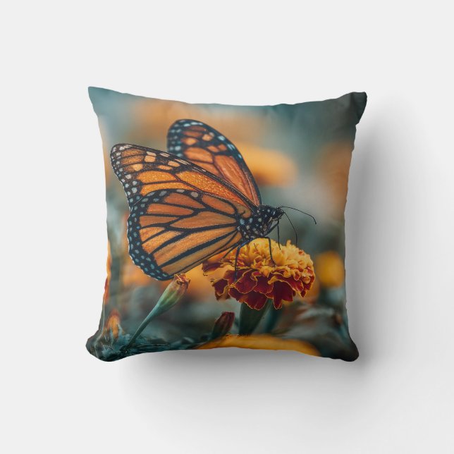 Butterfly on a Marigold Cushion (Front)