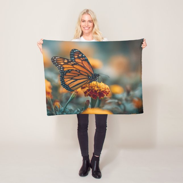Butterfly on a Marigold Fleece Blanket (In Situ)