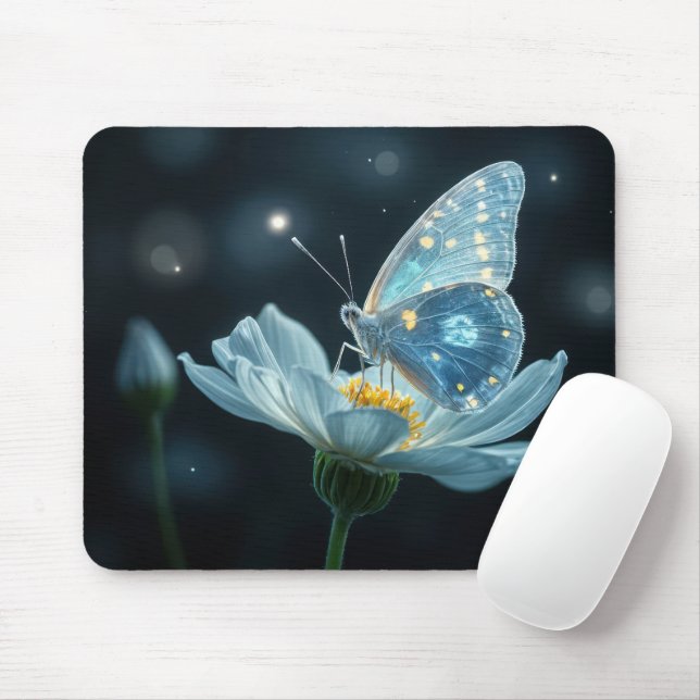 Butterfly On a Moonflower Mouse Pad (With Mouse)