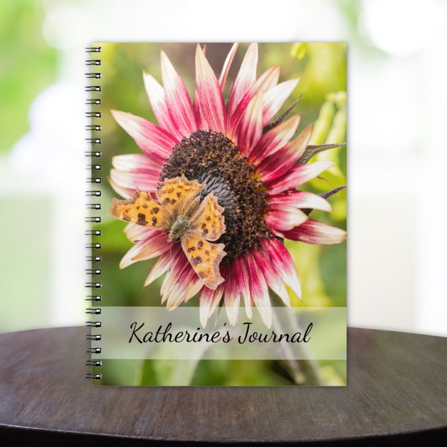 Butterfly On A Sunflower Custom Name Notebook  (Creator Uploaded)