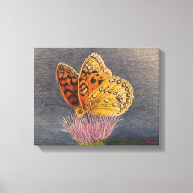 Butterfly on a Thistle Canvas Print (Front)