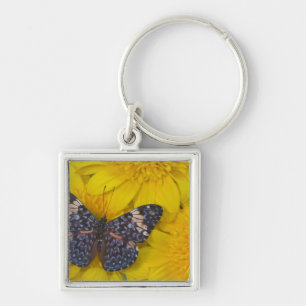 Butterfly on a Yellow Flower Key Ring