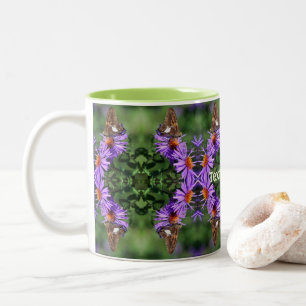 Butterfly On Aster Flower Abstract Personalised Two-Tone Coffee Mug