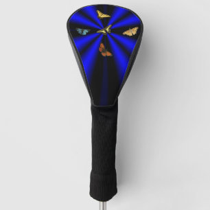 Butterfly on black and blue rainbow golf head cover