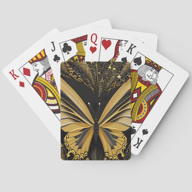 Butterfly on Black Playing Cards (Back)