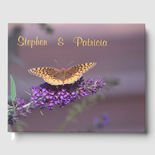 Butterfly On Butterfly Bush Guest Book (Front)