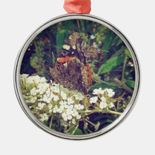 Butterfly on Butterfly Bush Metal Tree Decoration