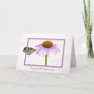 Butterfly on Cone Flower 64th Anniversary Card
