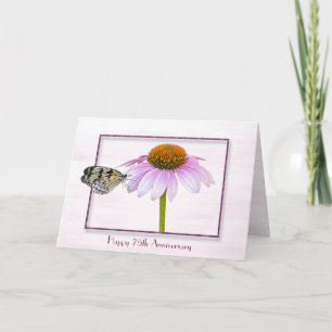 Butterfly on Cone Flower 75th Anniversary Card