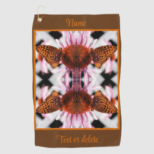 Butterfly On Coneflower Abstract Personalised Golf Towel