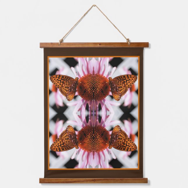 Butterfly On Echinacea Flower Abstract Hanging Tapestry (Front)