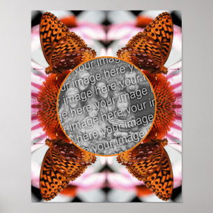 Butterfly On Echinacea Flower Frame Add Your Photo Poster