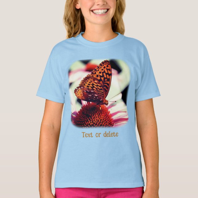 Butterfly On Echinacea Flower Nature  T-Shirt (Front)