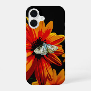 Butterfly on Fiery Orange Flower – Bold Nature Art iPhone 16 Case