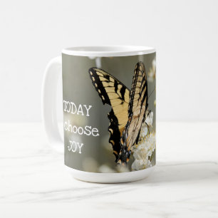 Butterfly on Floral: Today I Choose Joy Coffee Mug