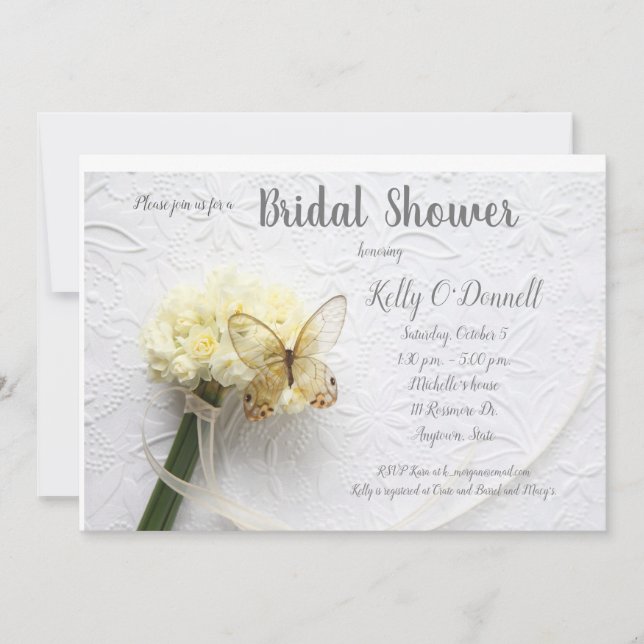 Butterfly on flower bouquet invitation (Front)