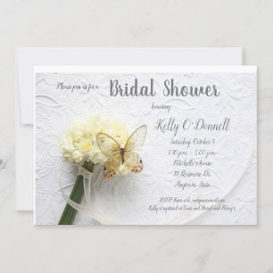 Butterfly on flower bouquet invitation