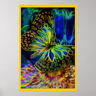 Butterfly on Flower Digital Art Poster