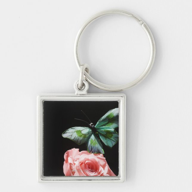 Butterfly on flower key ring (Front)