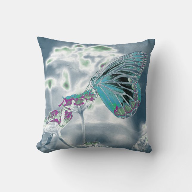 Butterfly on flower - Negative Photo 2 Cushion (Front)
