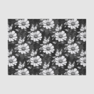 Butterfly On Flower Pattern Design - Black Tissue Paper