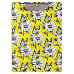 Butterfly On Flower Pattern Yellow Design   Clipboard