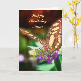 Butterfly On Flower Personalised Birthday Card