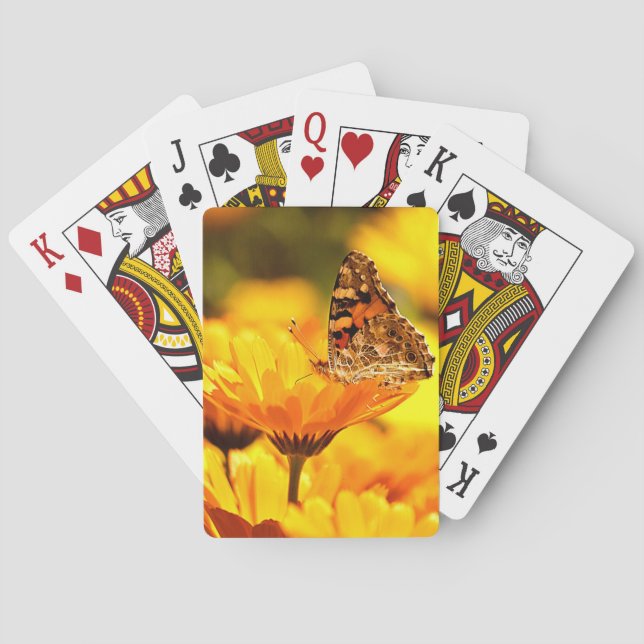 Butterfly on flower playing cards (Back)