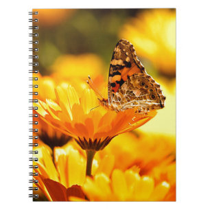 Butterfly on flower spiral notebook