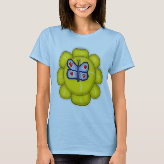 Butterfly on flower T-Shirt (Front)