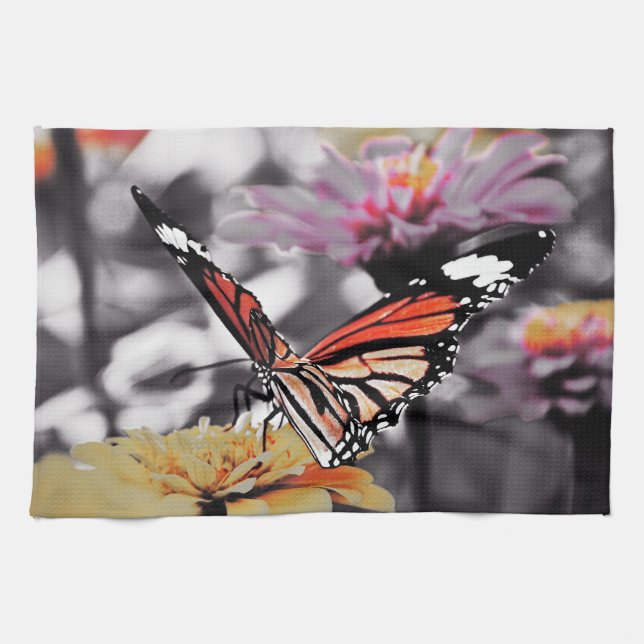 Butterfly on Flowers Tea Towel (Horizontal)