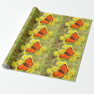 Butterfly On Flowers Wrapping Paper