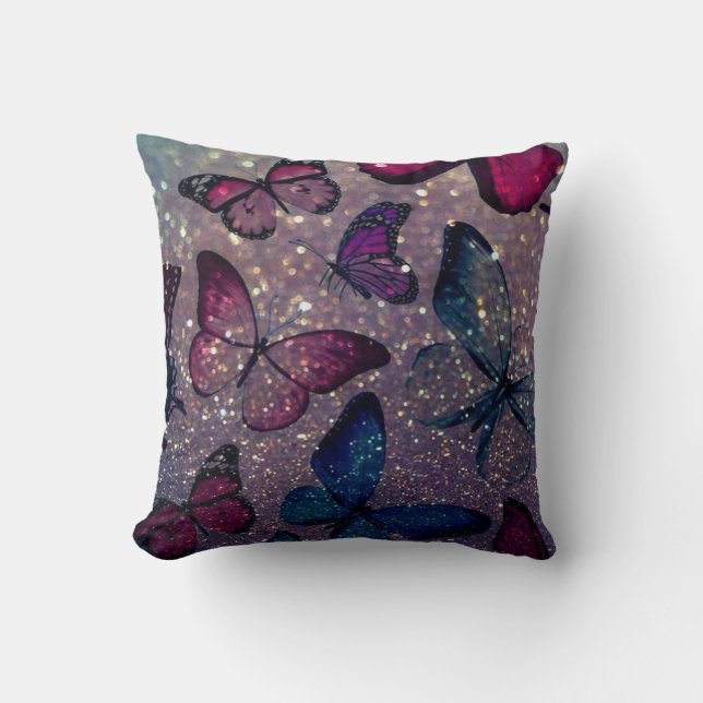 Butterfly on Glitter Cushion (Front)