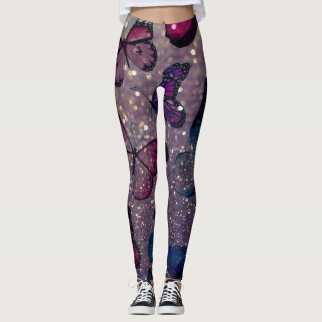Butterfly on Glitter Leggings (Front)