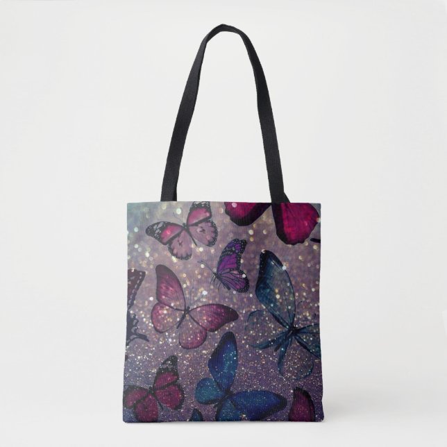Butterfly on Glitter Tote Bag (Front)