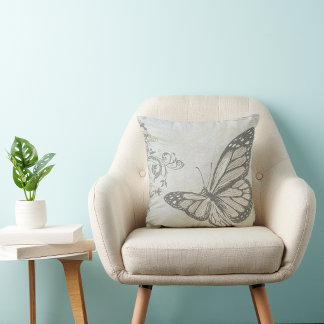 Butterfly on Grey Cushion