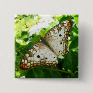 Butterfly on Jasmine Tropical Nature Photography 15 Cm Square Badge